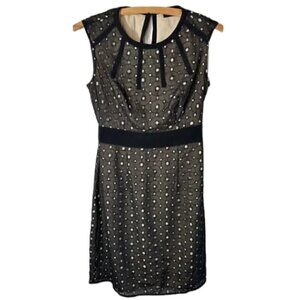The Limited Dress Black and Tan Eyelet Sheath Dress Size 0